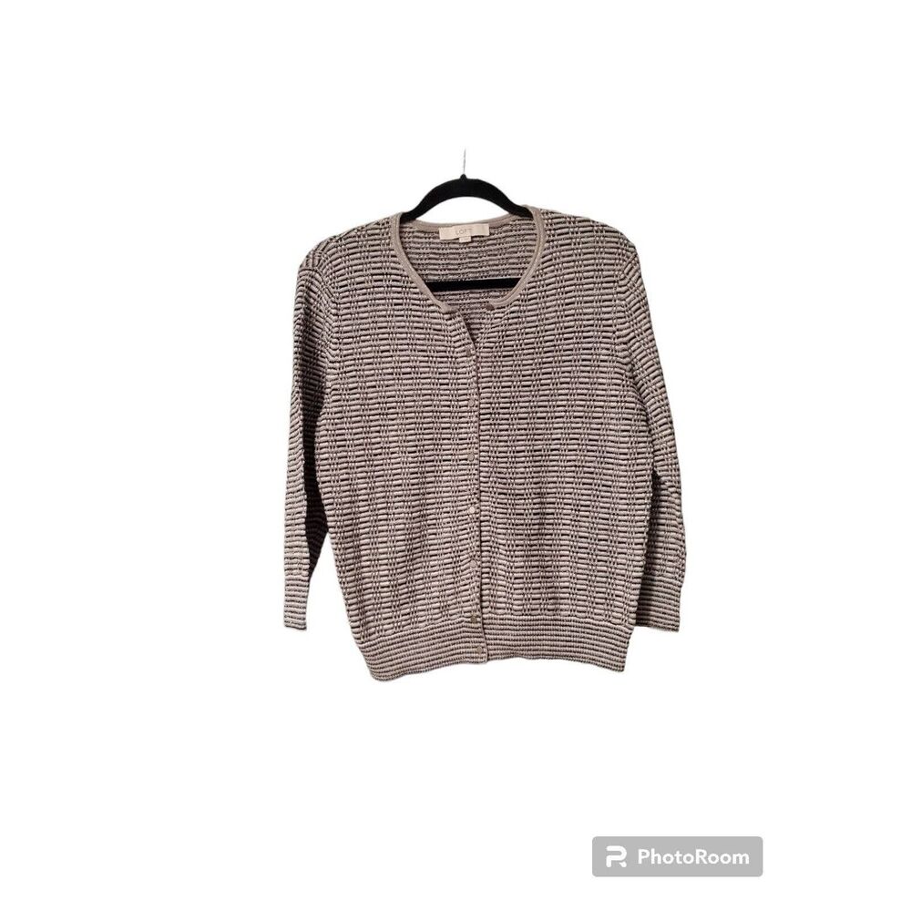 Ann Taylor Loft Women’s Sparkle Cardigan Sweater Sz L Light Weight Button Front
